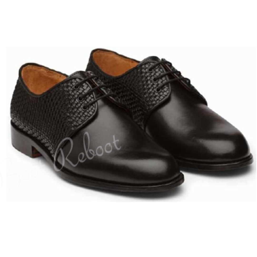 Leather Braided Laceups Shoes